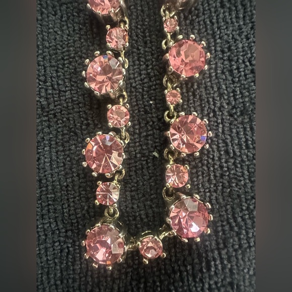 Betsey Johnson Pink Crystal Bows Jewel Gold Cupcake Stone Necklace - Picture 5 of 6